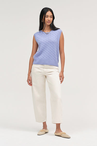 Baby-Blue Pure Cashmere Cabled Tank
