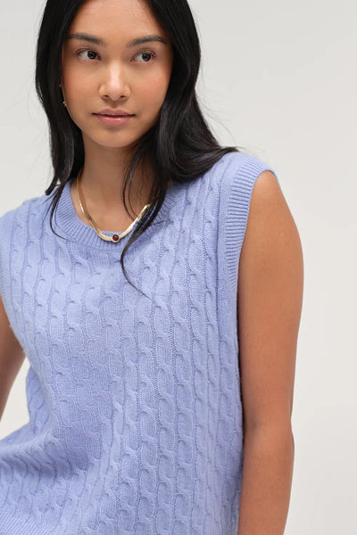 Baby-Blue Pure Cashmere Cabled Tank