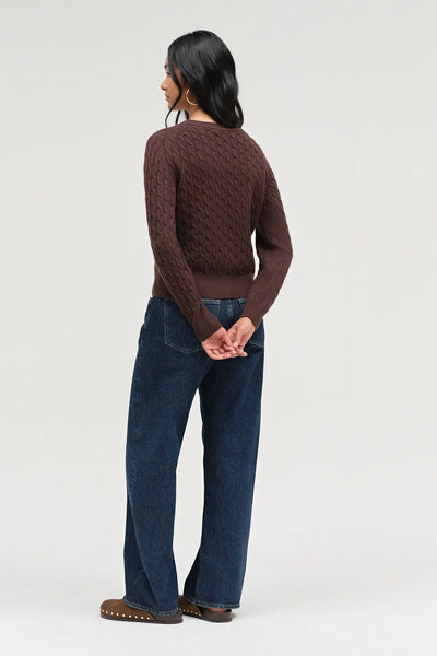Chocolate Pure Cashmere Cable Sweater