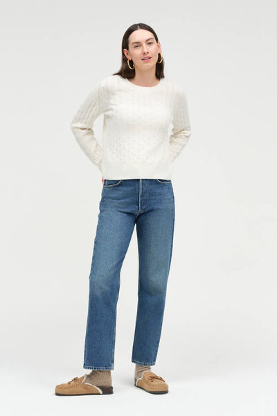 Cream Pure Cashmere Cable Sweater
