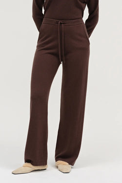 Chocolate Pure Cashmere Wide-Leg Pants