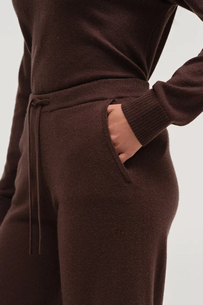 Chocolate Pure Cashmere Wide-Leg Pants