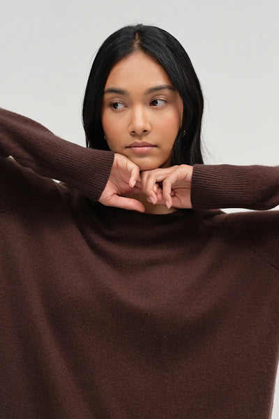 Chocolate Cloud Cashmere Slouchy Sweater