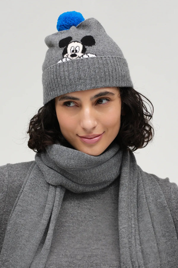 Grey Wool-Cashmere Mickey Bobble Hat