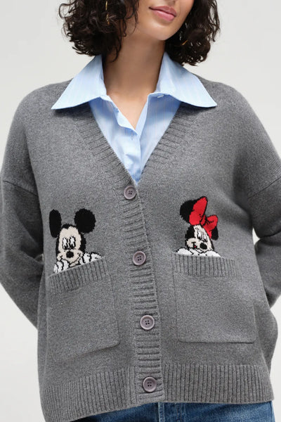Grey Wool-Cashmere Disney Peek Pocket Cardigan