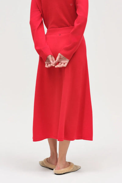 Red Wool-Cashmere Argyle Skirt
