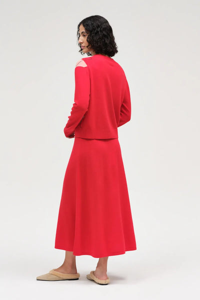 Red Wool-Cashmere Argyle Cardigan