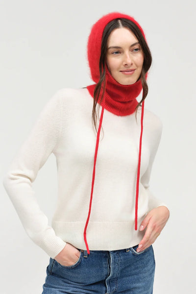 Velvet-Red Brushed Cashmere Balaclava