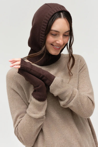 Chocolate Wool-Cashmere Fingerless Gloves