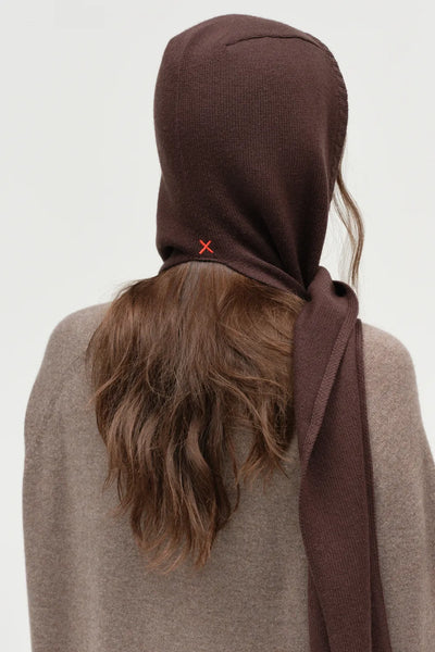 Chocolate Wool-Cashmere Scarf Hood