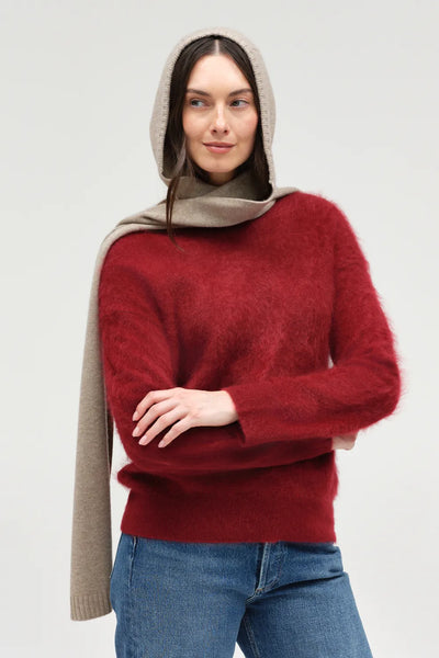 Warm-Oatmeal Wool-Cashmere Scarf Hood