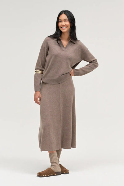 Mushroom Wool-Cashmere Collared Sweater