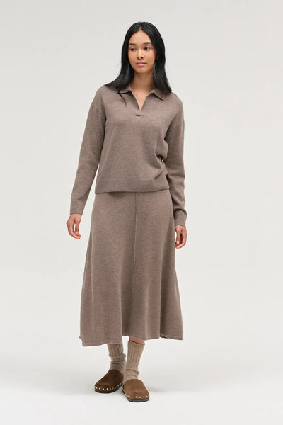 Mushroom Wool-Cashmere Collared Sweater