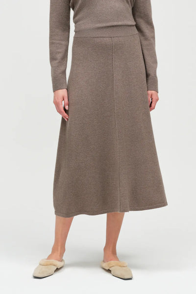 Mushroom Wool-Cashmere Midi Skirt