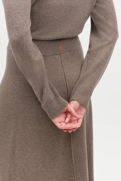Mushroom Wool-Cashmere Midi Skirt
