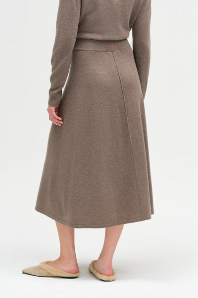 Mushroom Wool-Cashmere Midi Skirt