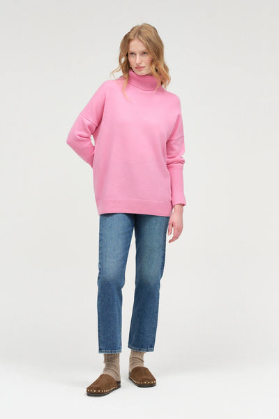 Flamingo-Pink Pure Cashmere Rollneck Sweater