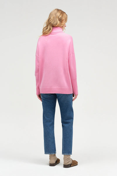 Flamingo-Pink Pure Cashmere Rollneck Sweater