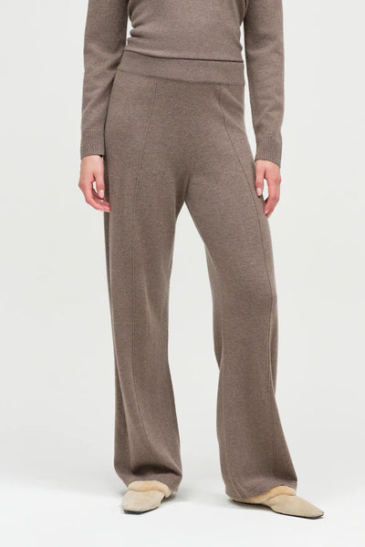 Mushroom Wool-Cashmere Wide-Leg Track Pants