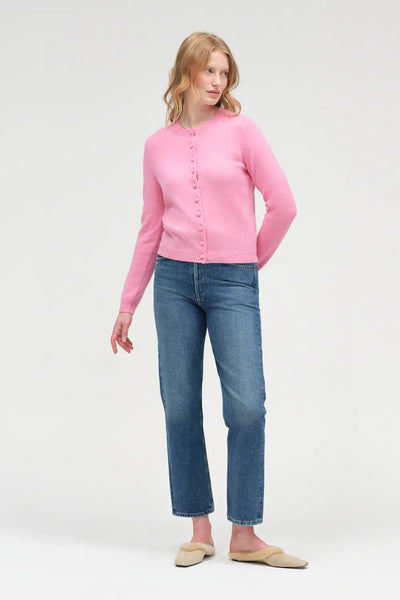 Flamingo-Pink Pure Cashmere Camille Cardigan
