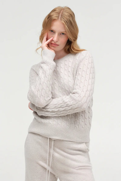 Chinchilla Pure Cashmere Cable Sweater