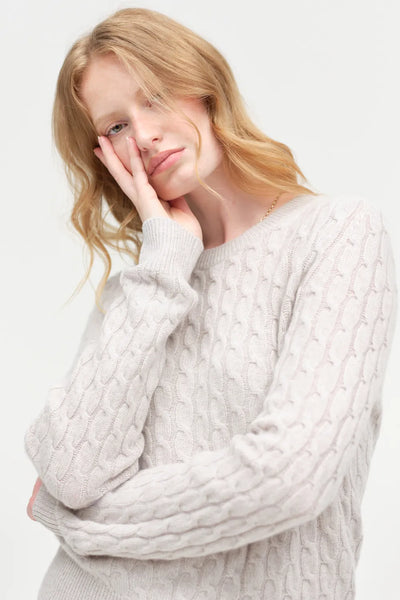 Chinchilla Pure Cashmere Cable Sweater