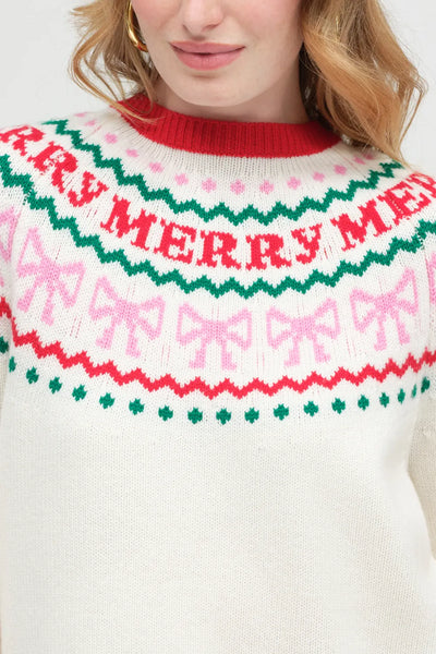 Cream Wool-Cashmere Let's Be Merry Sweater
