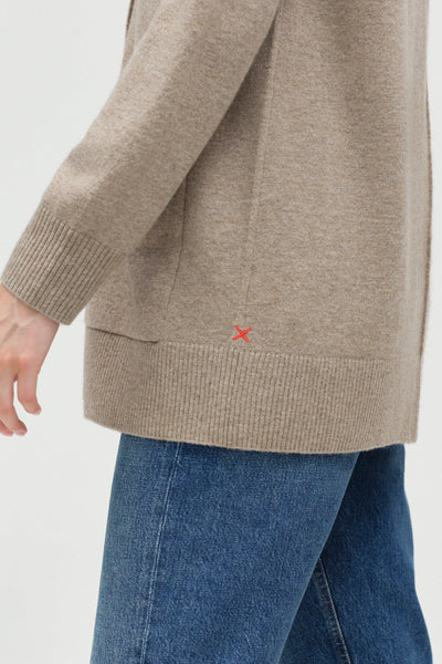 Warm-Oatmeal Wool-Cashmere Long Cardigan