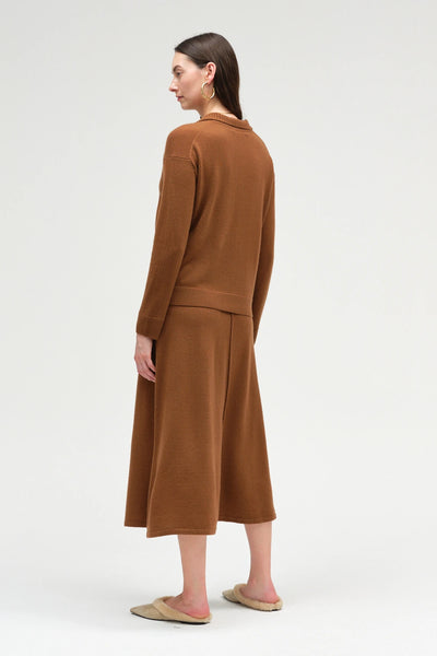 Toffee Wool-Cashmere Collared Sweater