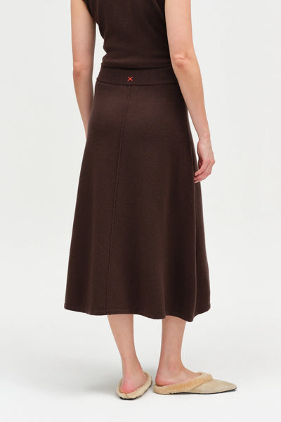 Chocolate Wool-Cashmere Midi Skirt