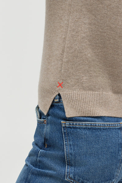 Warm-Oatmeal Wool-Cashmere High-Neck Tank
