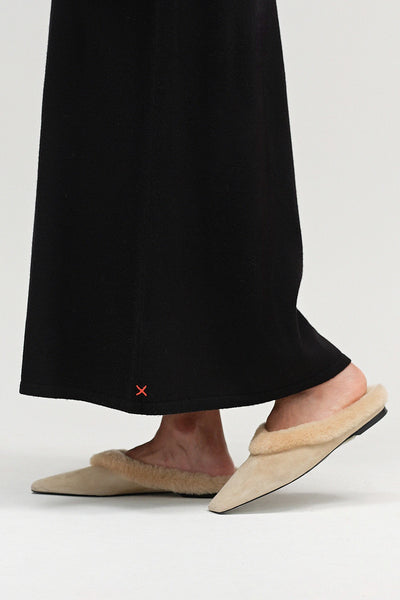 Black Wool-Cashmere A-Line Polo Dress
