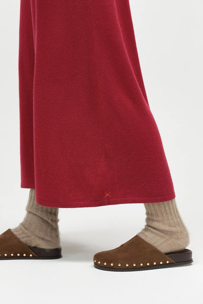 Cherry Wool-Cashmere A-Line Polo Dress