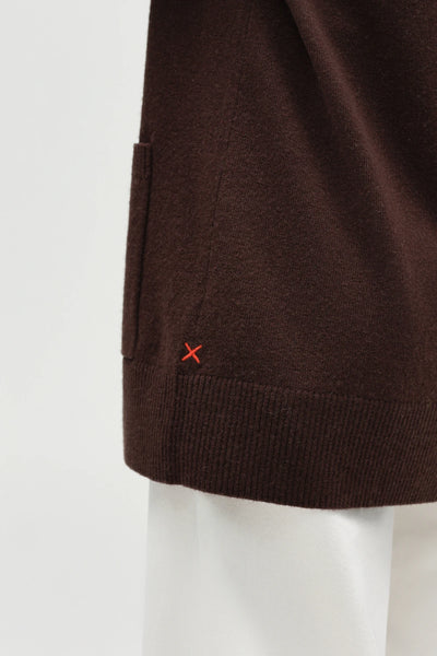 Chocolate Wool-Cashmere Long Cardigan