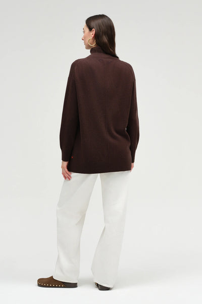 Chocolate Wool-Cashmere Long Cardigan