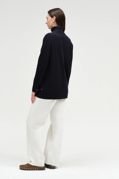 Navy Wool-Cashmere Long Cardigan