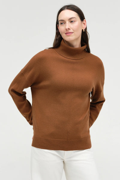 Toffee Wool-Cashmere Relaxed Rollneck Sweater