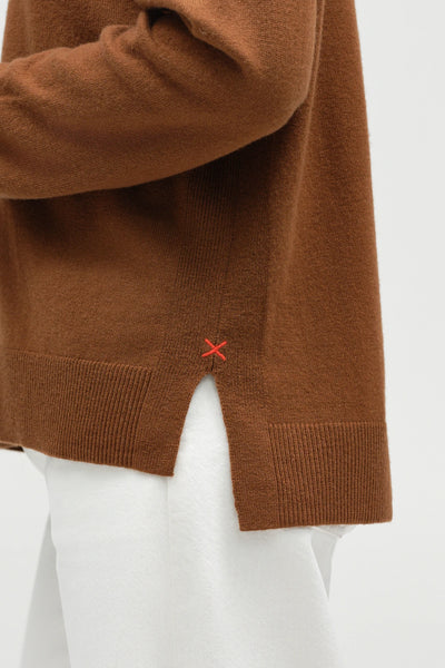 Toffee Wool-Cashmere Relaxed Rollneck Sweater