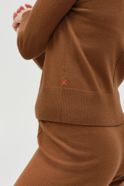 Toffee Wool-Cashmere Cropped Sweater