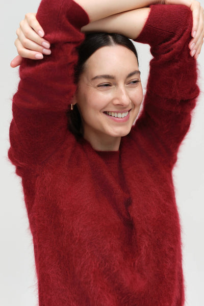 Cherry Brushed Cashmere Crew Neck Sweater