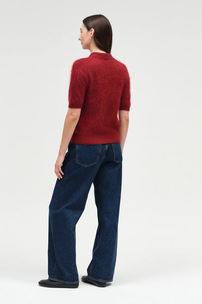Cherry Brushed Cashmere Polo Tee