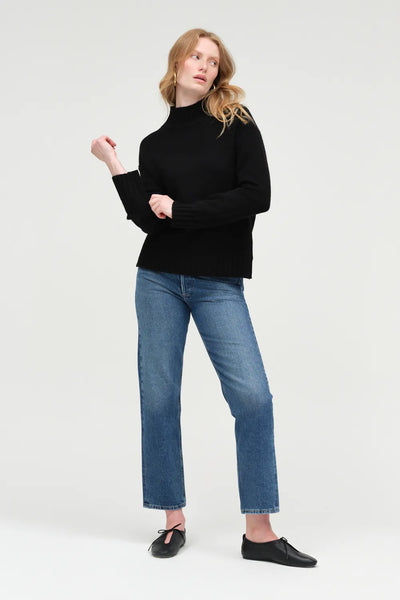 Black Pure Cashmere Funnel Neck Sweater