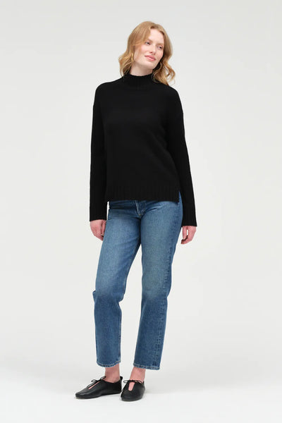 Black Pure Cashmere Funnel Neck Sweater