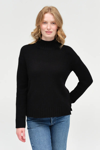 Black Pure Cashmere Funnel Neck Sweater