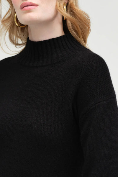 Black Pure Cashmere Funnel Neck Sweater
