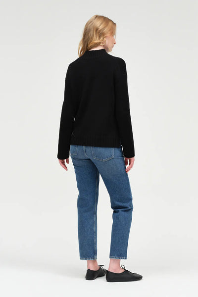 Black Pure Cashmere Funnel Neck Sweater
