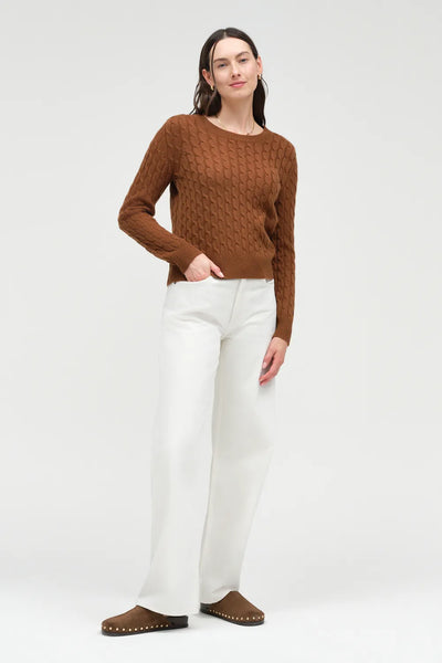 Toffee Pure Cashmere Cable Sweater