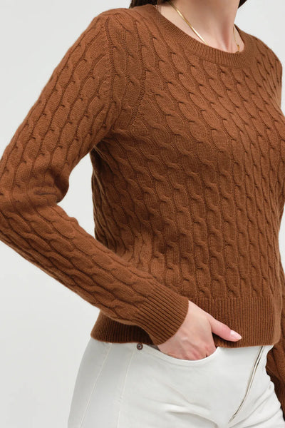 Toffee Pure Cashmere Cable Sweater