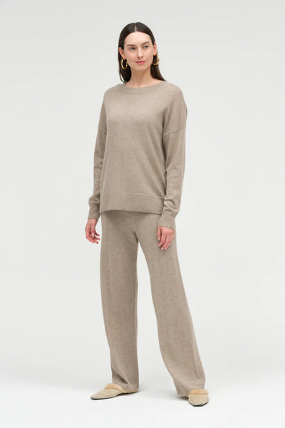 Warm-Oatmeal Pure Cashmere Slouchy Sweater