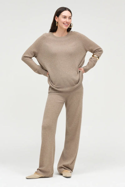 Warm-Oatmeal Pure Cashmere Slouchy Sweater